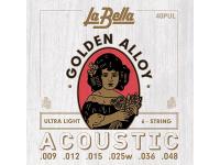 Струны для акустической гитары La Bella 40PUL Golden Alloy, бронза, Ultra Light, 9-48